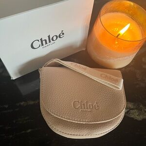 Chloe Parfum Cream Vegan Leather Wristlet Pouch